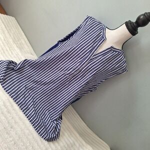 Chico's Popover Chiffon Blouse Womens 3 (XL) Abstract Blue Sleeveless Career